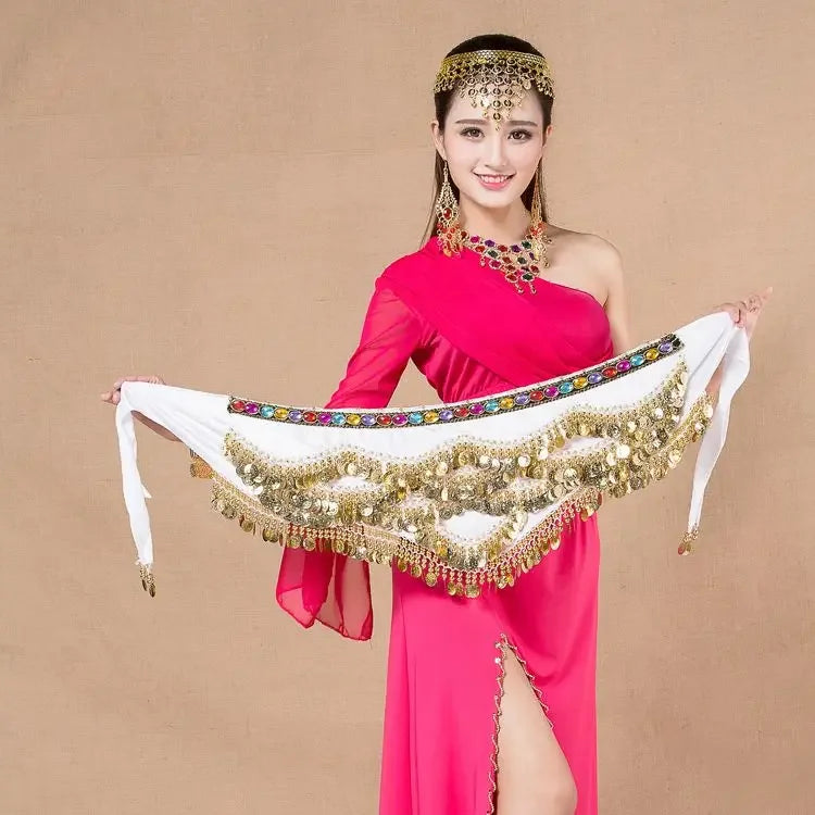 Coin Belly Dance Clothing Accessories Dancing Coin Belt Oriental Indian Belly Dance Coin Belt Bell Dance Hip Scarf Golden