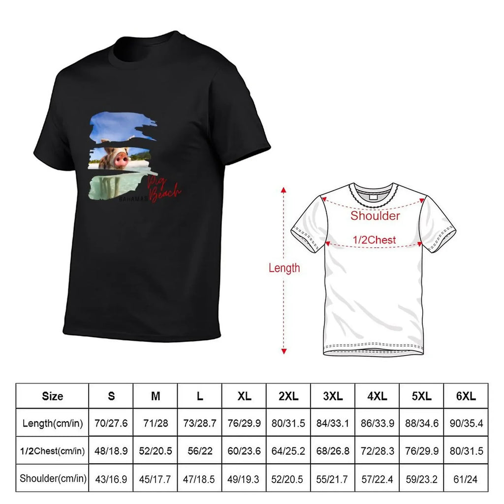 Pig Beach Bahamas Decal T-Shirt anime stuff custom t shirt oversized graphic tee clothing for men