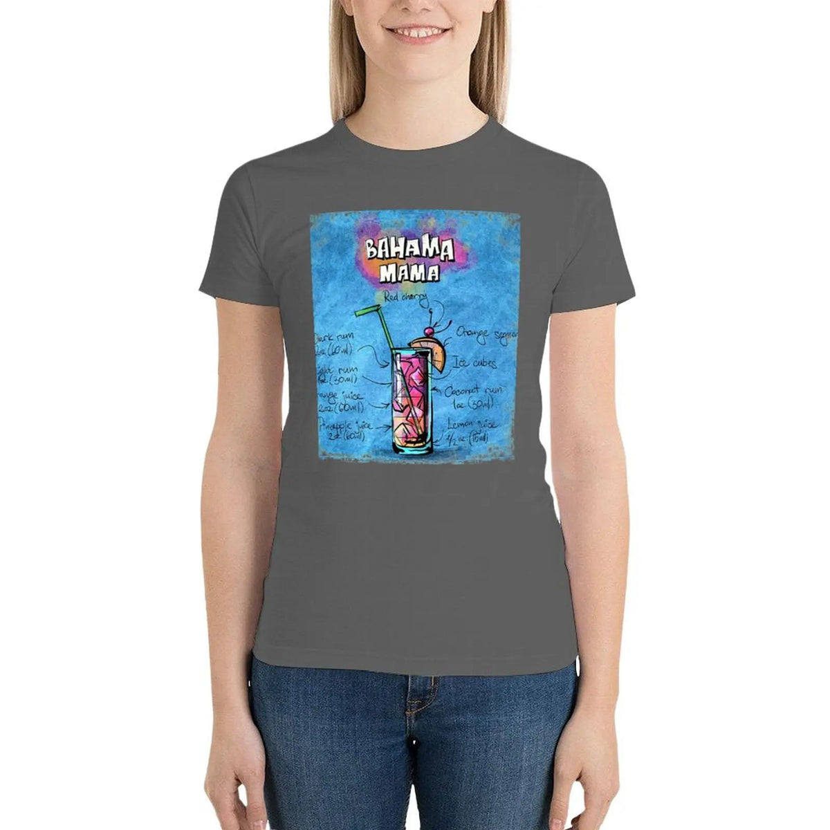 Bahama Mama Cocktail Recipe T-Shirt Aesthetic clothing plus size tops tees female fashion woman blouse 2024
