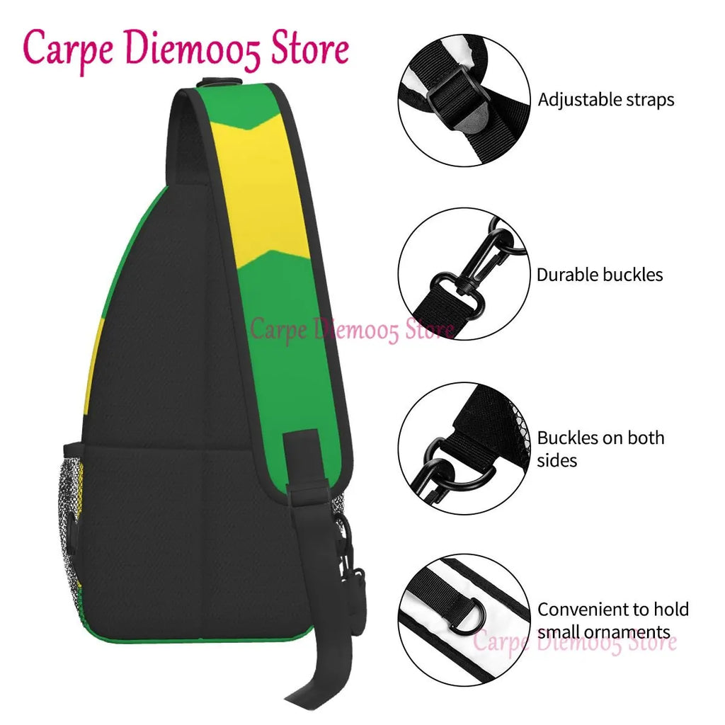 Jamaica Flag Crossbody Backpack Sling Shoulder Bag for Men Women Durable Gym Bag For Cycling Traveling Hiking Daypack