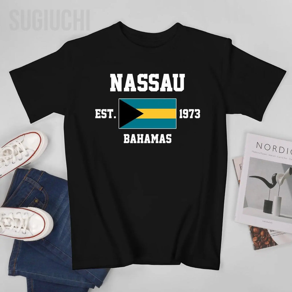 Bahamas Flag EST. 1973 Nassau Cotton T-Shirt