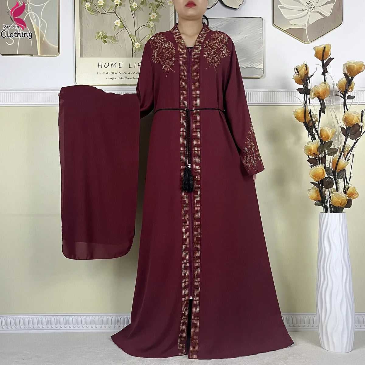 New Muslim Abayas For Dubai Lady Elegant Long Dress Islam Clothing African Abaya Loose Robe With Turban