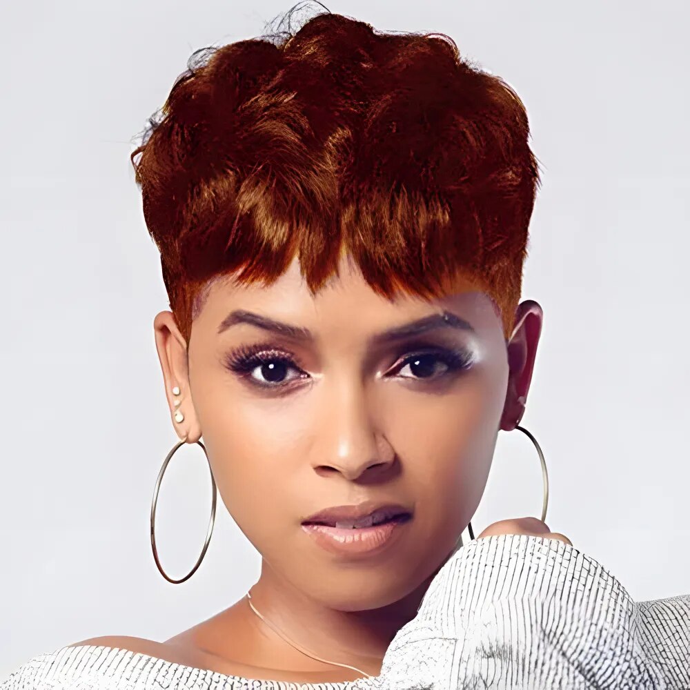 Natural Wavy Short Wig With Bangs - Multi-Color Options