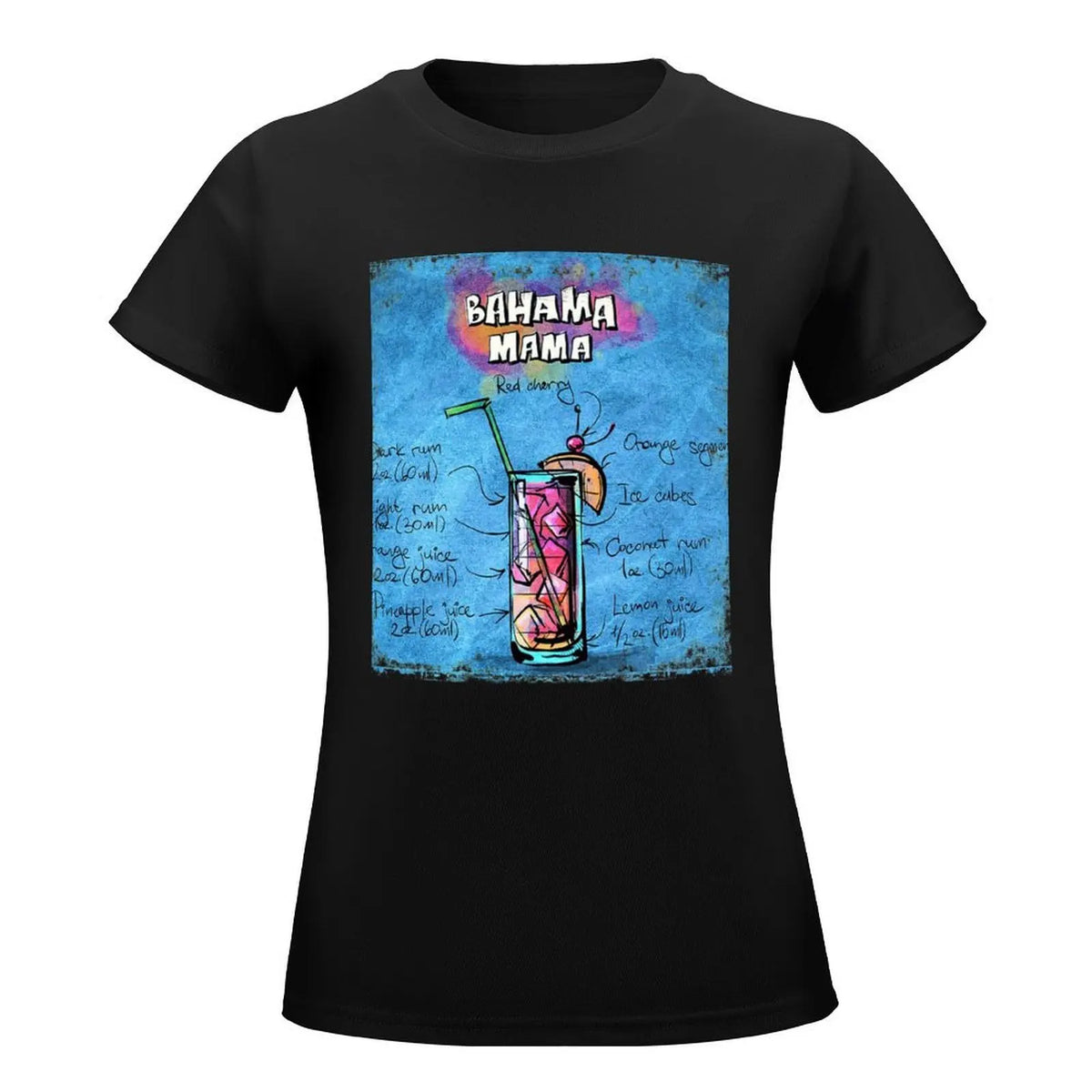 Bahama Mama Cocktail Recipe T-Shirt Aesthetic clothing plus size tops tees female fashion woman blouse 2024