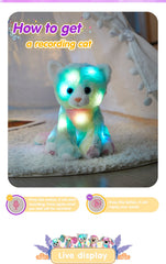 Rainbow Recordable Soft Plush Stuff Animals Pillow With LED Light for Kids, Toy, Gift