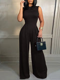 Elegant Women Wide Leg Juumpsuit Summer Fashion Printed Sleeveless Casual Wear
