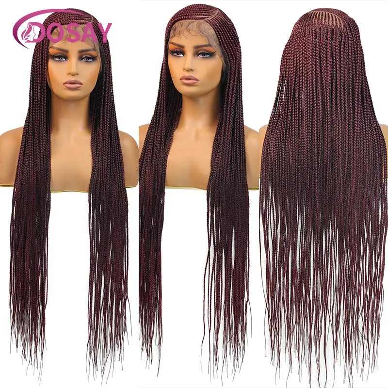 Cornrow Lace Front Braided Wig - Faux Locs Style