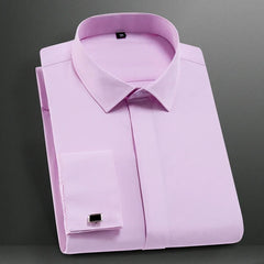 Men's French cuffs dress shirt long sleeve fit elegant gentleman romantic wedding party business fashion white shirts