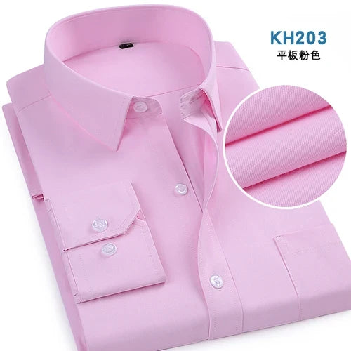 Bright Red Long-sleeved Shirt Men's Single-breasted Square Collar Shirts Business / Wedding / Party Casual Shirt Blue White 6XL