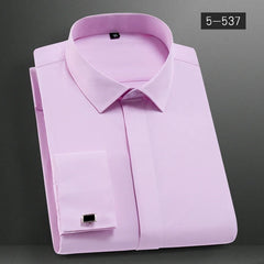 Men's French cuffs dress shirt long sleeve fit elegant gentleman romantic wedding party business fashion white shirts