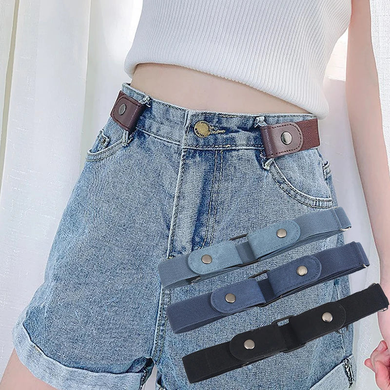 Buckle-Free Waist Belt, No Buckle Stretch Elastic Waist Belt For Women/Men