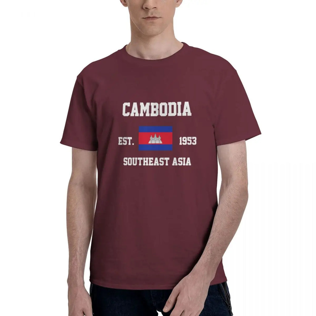 100% Cotton Cambodia Cambodian Flag t shirts Men Casual tshirts Women Clothing T-Shirts Tops Tees S-6XL Gift
