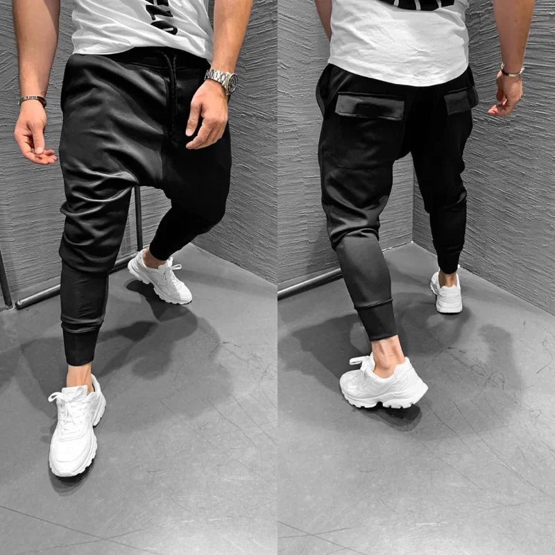 Men Clothing 2023 Men's Multi-pocket European and American Jogging Pants Fitness Leisure Slim Elastic Running Sports Pants