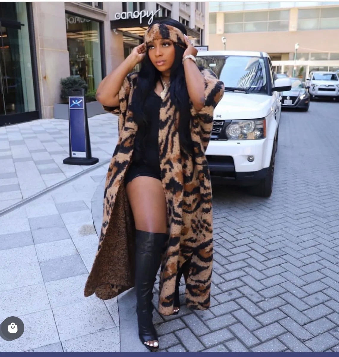 New Winter African Lady Kimonos Luxury Loose Thick Long Cardigans European Female Fashion Printed Outfits Jacket Clothes