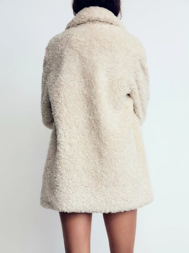 Autumn new women's clothing European and American style French design faux fur effect coat jacket