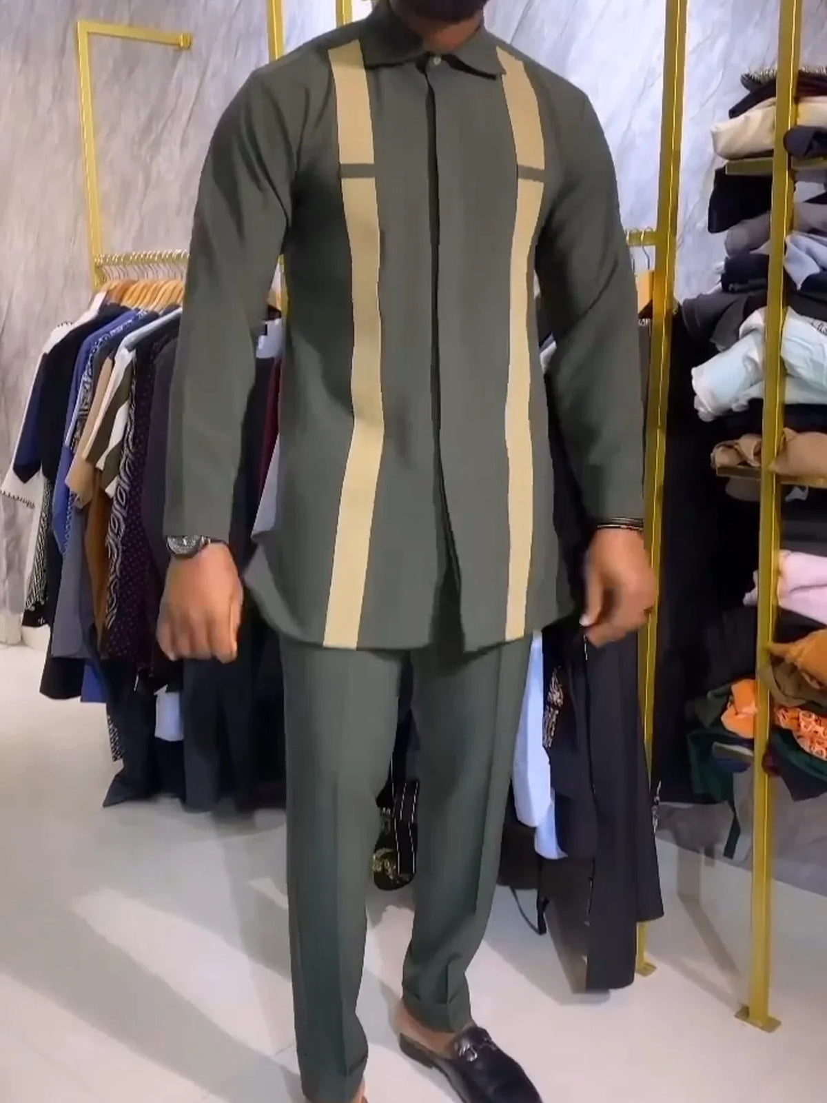 New Dashiki Style Men's Suit African Traditional Clothing Elegant Two-piece Suit