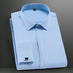 Men's French cuffs dress shirt long sleeve fit elegant gentleman romantic wedding party business fashion white shirts