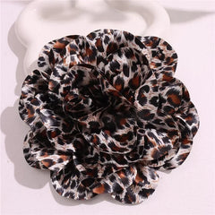 French Satin 19cm Brooch Fabric Exaggerated Leopard Print Large Flower Pins Handmade Flower Clothing Accessory Corsage