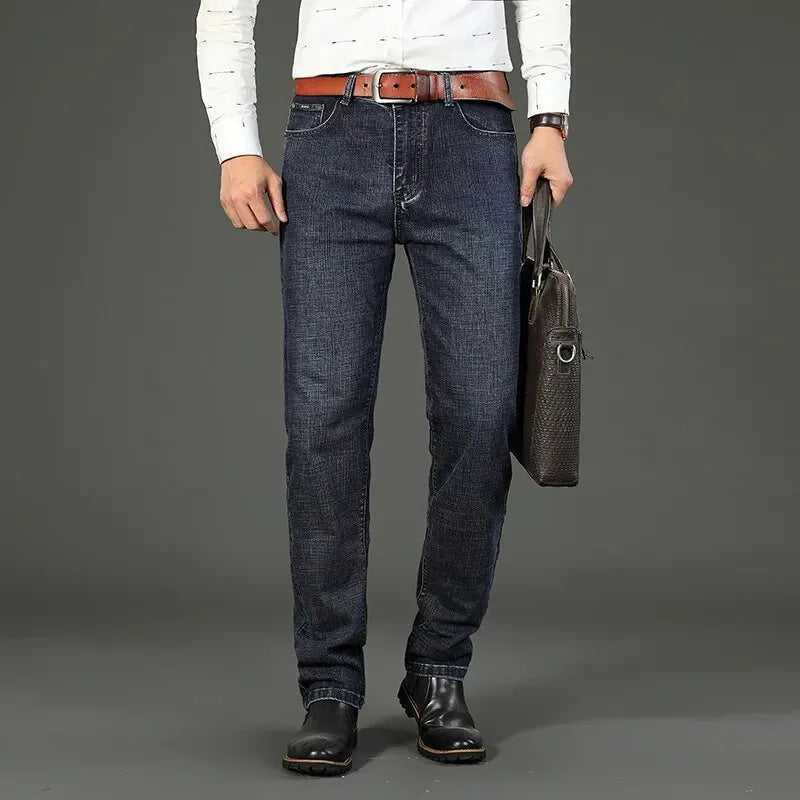 Wthinlee Men's New Business Casual Straight Stretch Jeans Fashion Classic Denim Male Brand