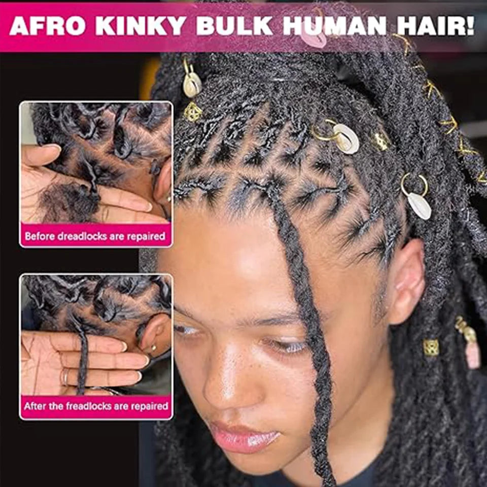 Brazilian Remy Afro Kinky Curly Bulk Hair – Braiding & Dreadlock Extensions