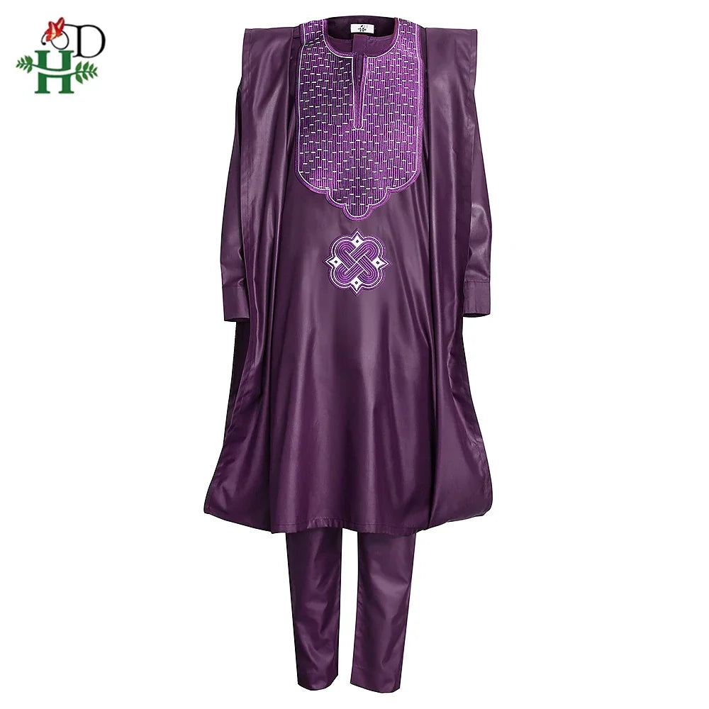 H&D New African Traditional Wear Formal Attire Bazin Riche Dashiki Outfits Shirt Pants Robe Suit African clothes for men