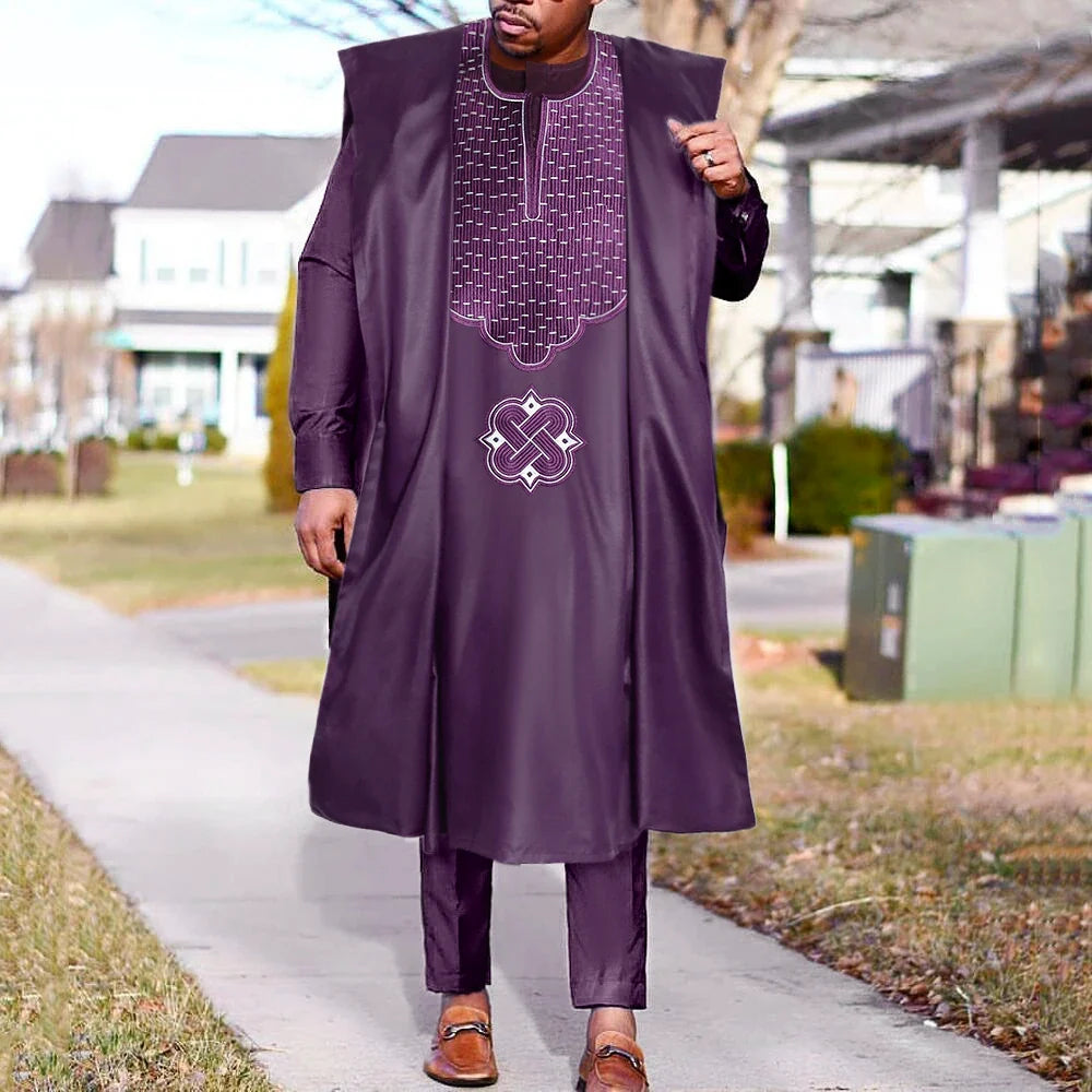 H&D New African Traditional Wear Formal Attire Bazin Riche Dashiki Outfits Shirt Pants Robe Suit African clothes for men