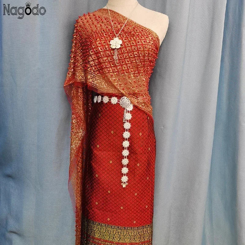 Thailand Summner One Shoulder Dai Red Starlight Asian Traditional Dresses