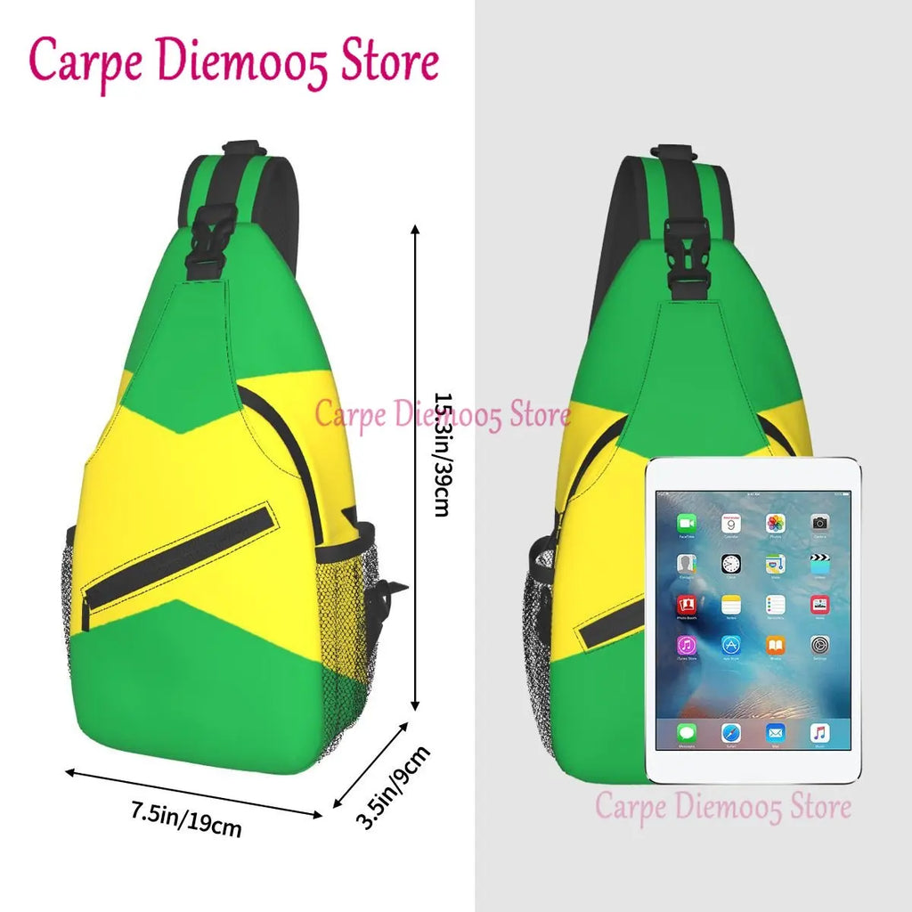Jamaica Flag Crossbody Backpack Sling Shoulder Bag for Men Women Durable Gym Bag For Cycling Traveling Hiking Daypack