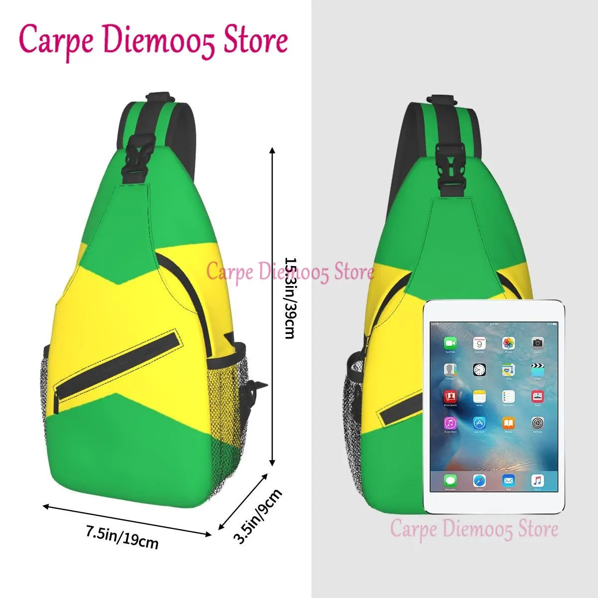 Jamaica Flag Crossbody Backpack Sling Shoulder Bag for Men Women Durable Gym Bag For Cycling Traveling Hiking Daypack