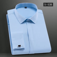 Men's French cuffs dress shirt long sleeve fit elegant gentleman romantic wedding party business fashion white shirts