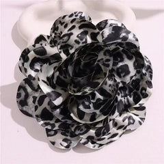 French Satin 19cm Brooch Fabric Exaggerated Leopard Print Large Flower Pins Handmade Flower Clothing Accessory Corsage