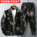 Men Clothing Two Pieces Set Training Two-piece Sweat-shirt Cargo Pants Man Apparel Heavy Jackets Labor Work Camouflage Suit