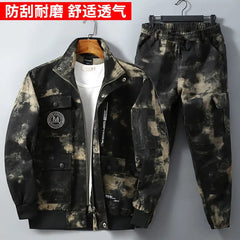 Men Clothing Two Pieces Set Training Two-piece Sweat-shirt Cargo Pants Man Apparel Heavy Jackets Labor Work Camouflage Suit