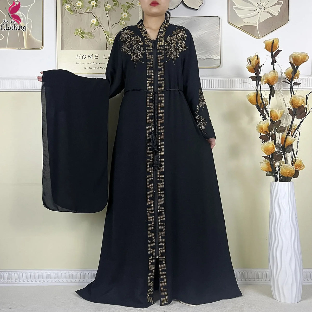 New Muslim Abayas For Dubai Lady Elegant Long Dress Islam Clothing African Abaya Loose Robe With Turban