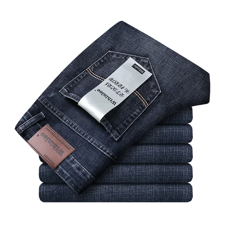 Wthinlee Men's New Business Casual Straight Stretch Jeans Fashion Classic Denim Male Brand