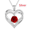 I Love You For Always And Forever Rose Heart Pendant Necklace featuring romantic rose and heart design