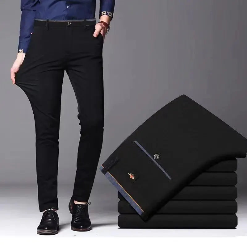 Men's Elastic Straight Pants Business Casual Formal