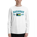 100% Cotton Bahamas Flag With EST. Year Long Sleeve Autumn T shirts Men Women Unisex Clothing LS T-Shirt Tops Tees