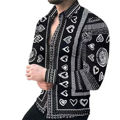 Fashion Retro Men's Shirt Casual Festival Outdoor Lapel Top T-Shirt Button Spring Summer 2023 Fashion New Plus Size
