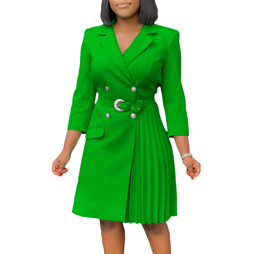 Elegant 3/4 Sleeve Midi Dress Casual Wear Party Office A-Line Dresses