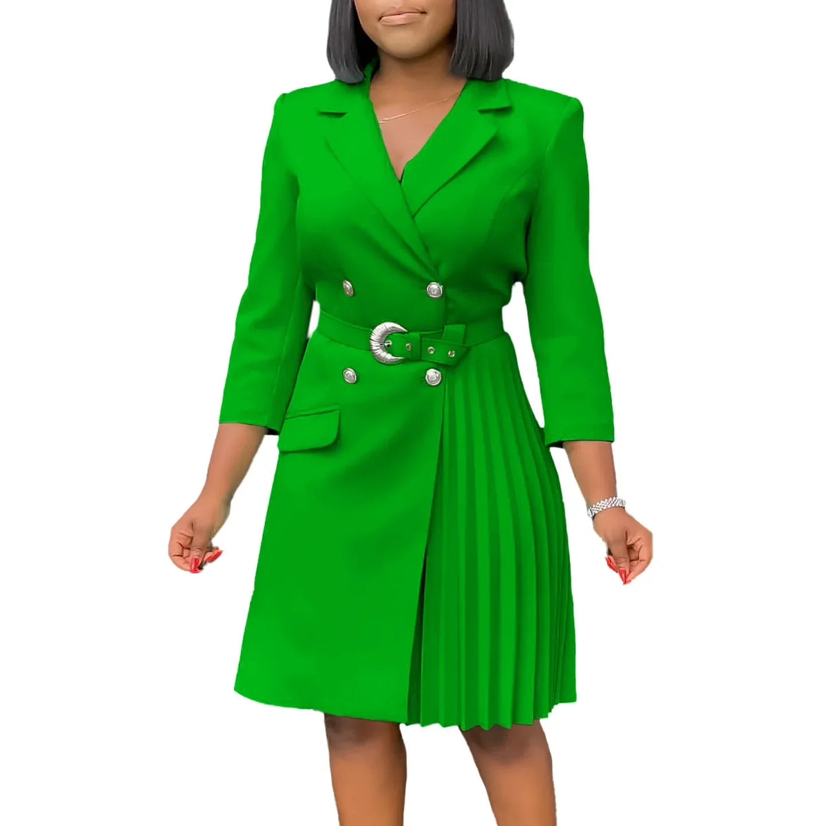Elegant 3/4 Sleeve Midi Dress Casual Wear Party Office A-Line Dresses