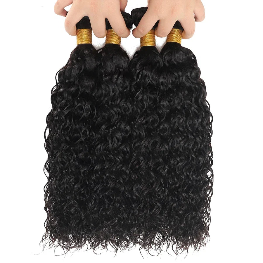 Malaysian Water Wave Bundles with Frontal - Remy Human Hair