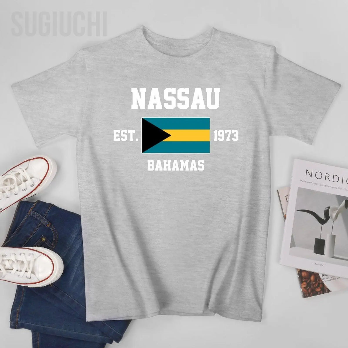 Bahamas Flag EST. 1973 Nassau Cotton T-Shirt