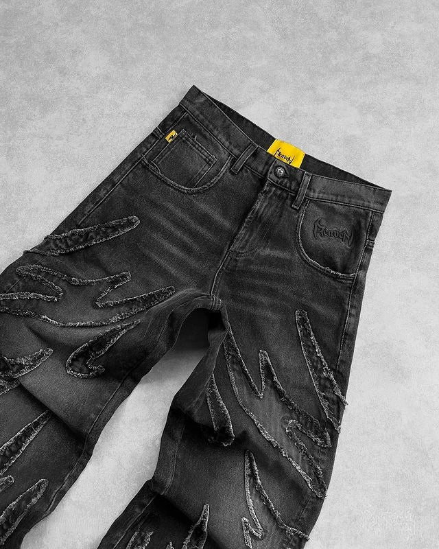 Baggy Jeans Men Y2k Hip Hop Retro Oversized Embroidery Pants Harajuku Gothic Wide Leg Streetwear