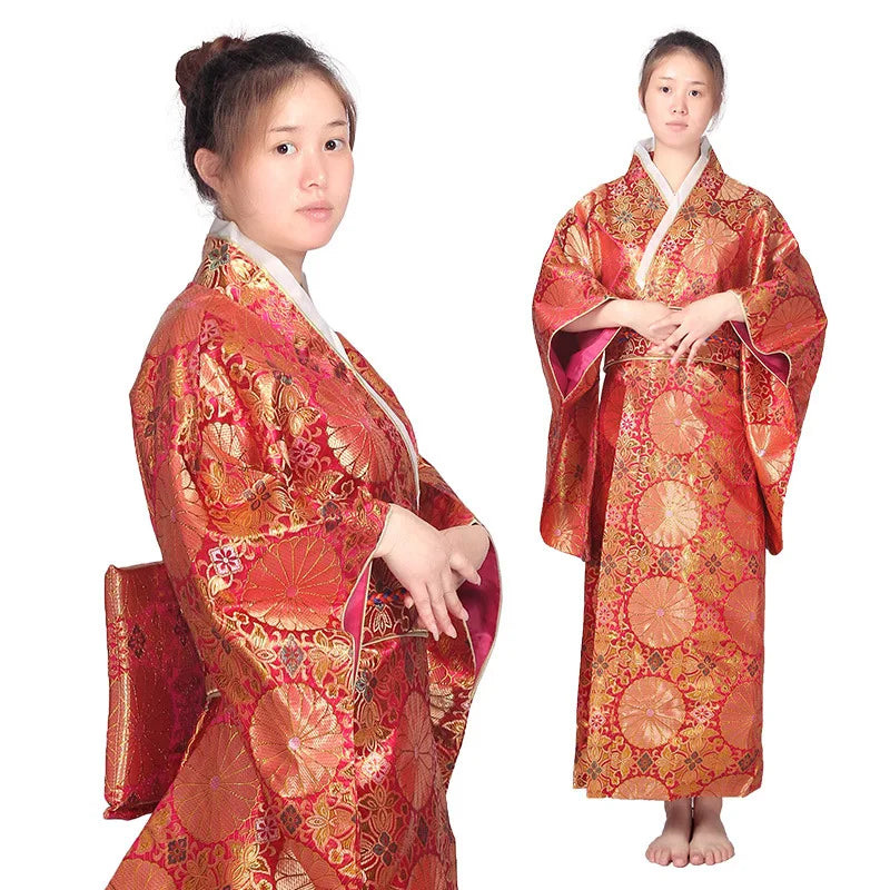 Fashion National Trends Women Sexy Kimono Yukata With Obi Novelty Evening Dress Japanese Cosplay Costume Floral One Size