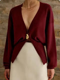Cross-border European and American women's clothing AliExpress popular V-neck button-knitted cardigan