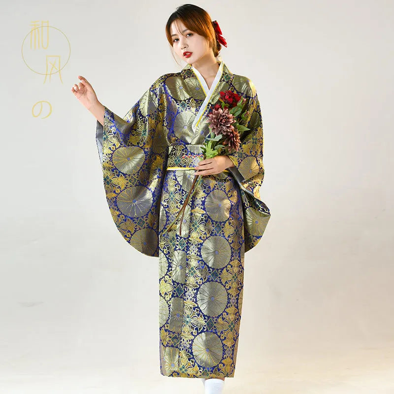 Fashion National Trends Women Sexy Kimono Yukata With Obi Novelty Evening Dress Japanese Cosplay Costume Floral One Size