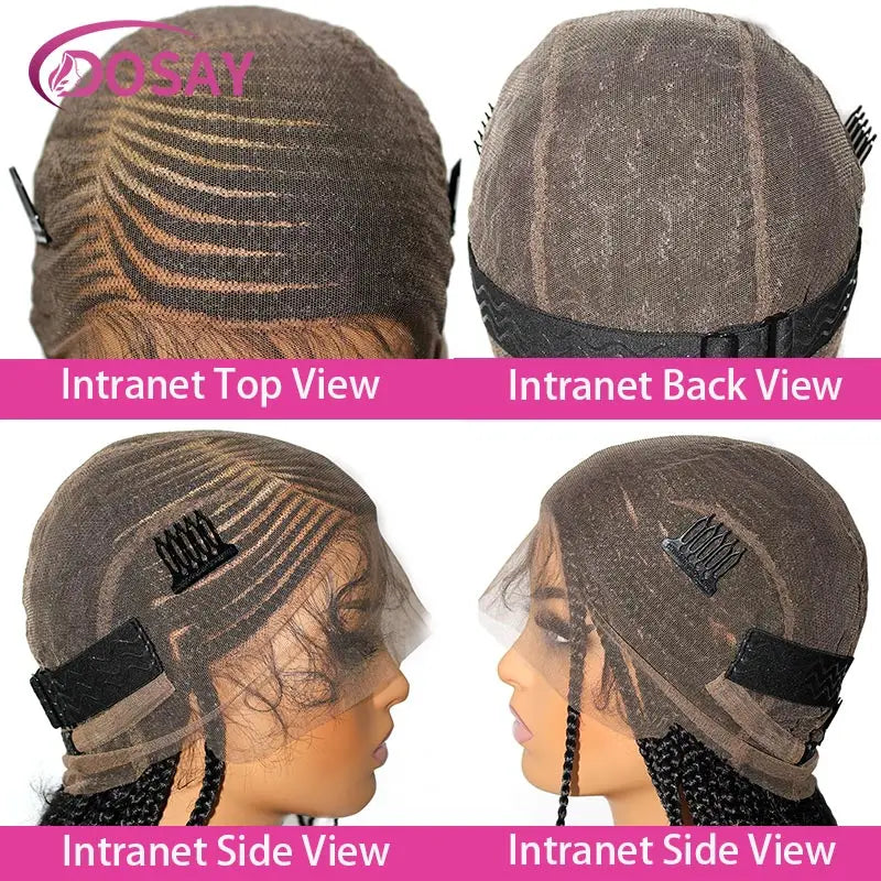 Synthetic Full Lace Front Cornrow Double Braided Wigs For Women Box Side Part Braided Wig Faux Locs
