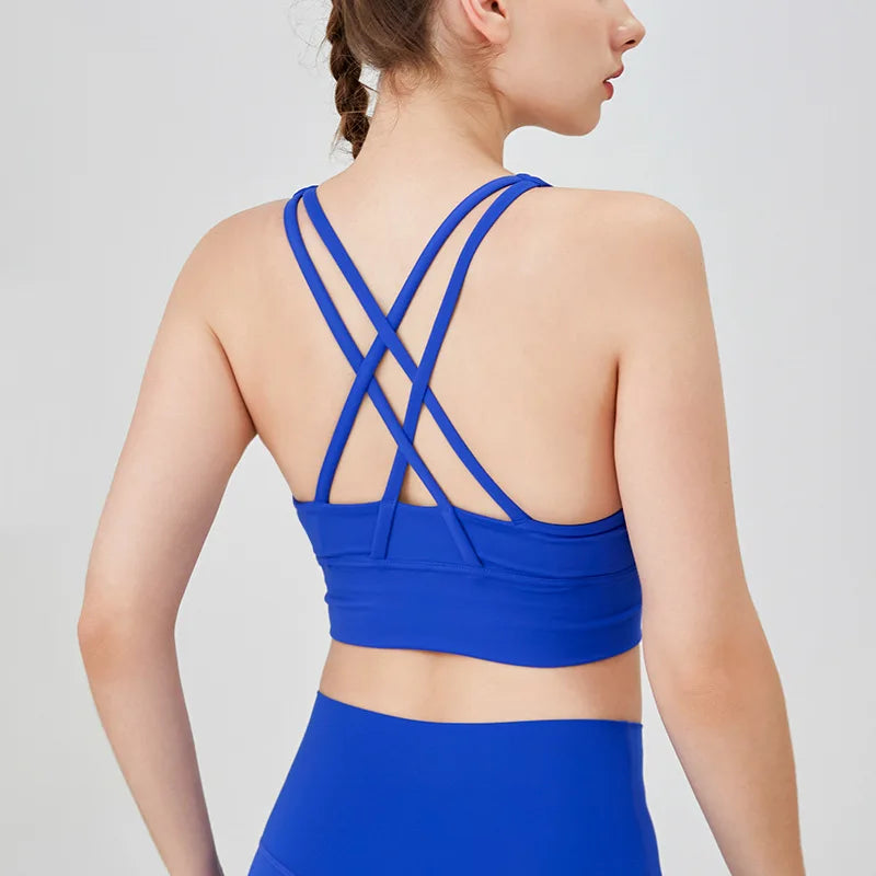 Solid Color Fitness Women Sport Bra Gym Yoga bra Cross Back Yoga Bra Top Sexy Breathable Quick-Drying Workout Sportswear Outfit
