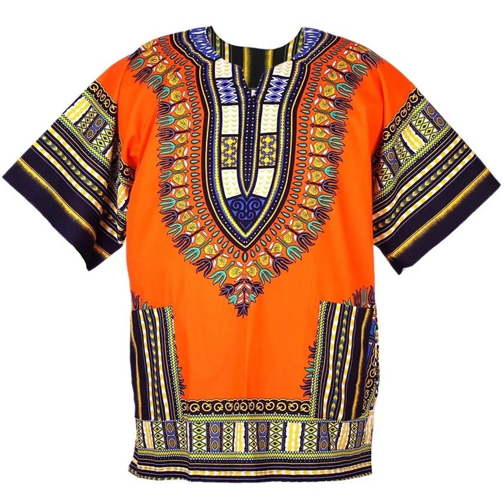 Dashiki African Traditional Clothing Men Women Unisex Fashion Loose Fit African Ethnic T-shirt For Men Pullover Breathable Tee